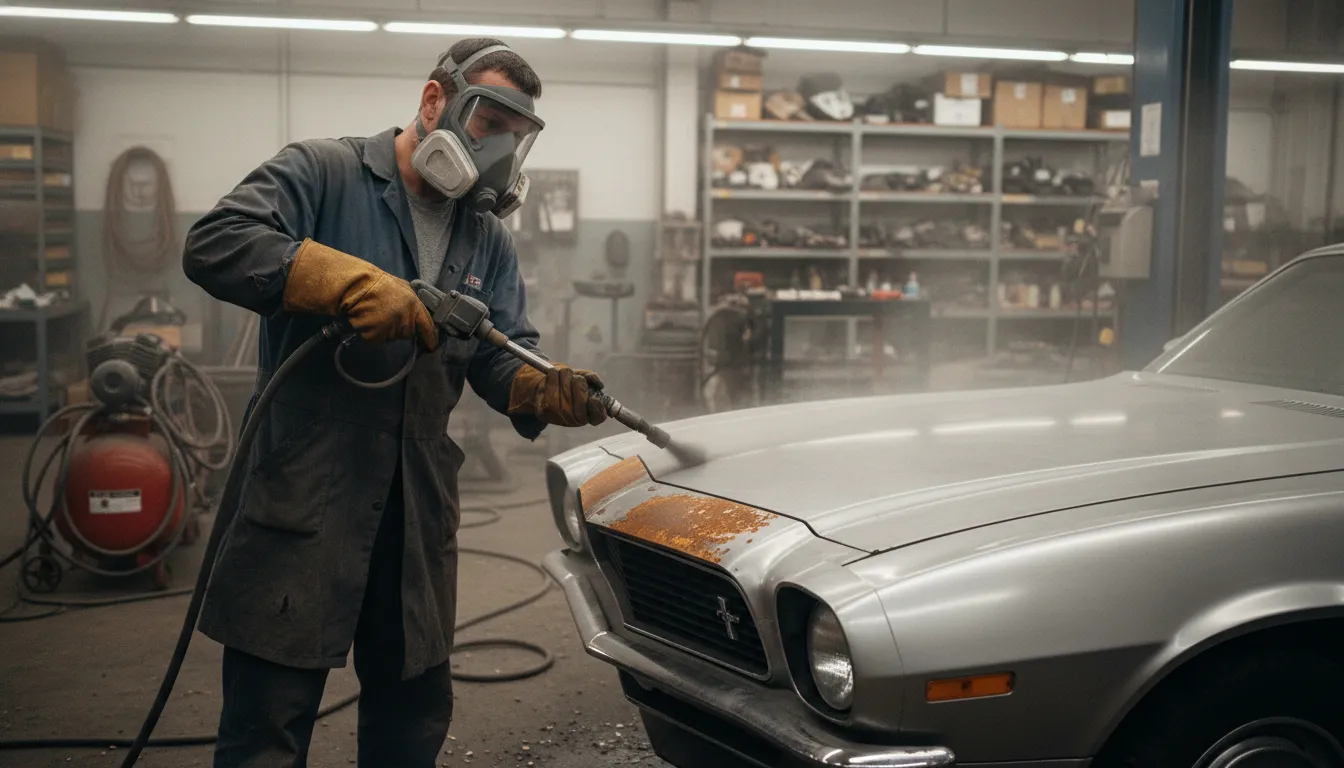 Strahlmittel für Karosserie & Lackierung – Profil Rz 40–60 µm für 2K-EP